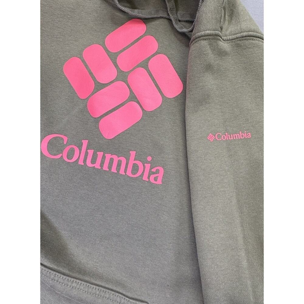Columbia Womens Trek Graphic Hoodie Olive Green Pink Logo Size 1X Plus Size - Picture 6 of 9